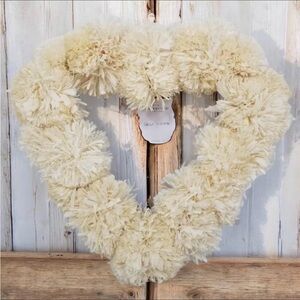 Threshold Target Heart-Shaped Cream Pom Raffia Pom Wreath